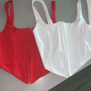 Red and White corset tops